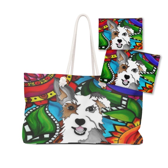 Weekender Tote and 2 Zipper Pouches with Mutt - Picture 1 of 1